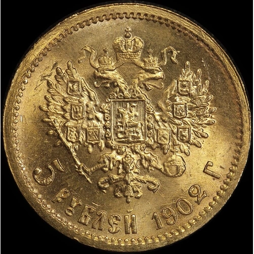 Russia 1902-AP Gold 5 Roubles Y# 62 Choice Uncirculated