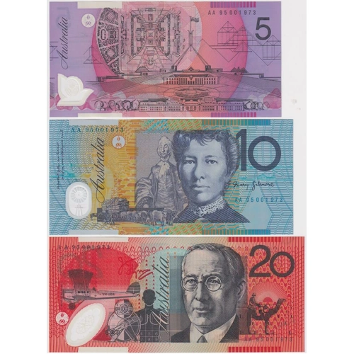 1995 First Prefix 3 Note Set Fraser/Evans Ex Deluxe Annually Dated NPA Folders