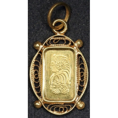 PAMP Suisse Fine Gold 1 gram Minted Ingot in 18ct Frame