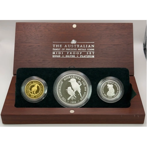 1998 Gold Platinum Silver Family of Precious Metals Midi Proof Coin Set