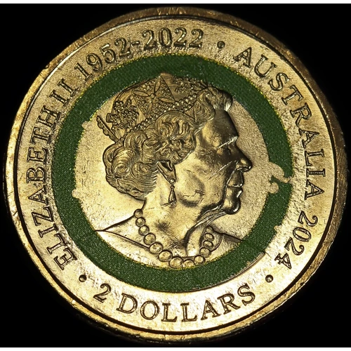 2017 $2 Coloured Coin Men's NRL Bullseye Error Uncirculated