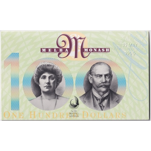 1996 100 Dollar First Day of Issue Folder Embossed