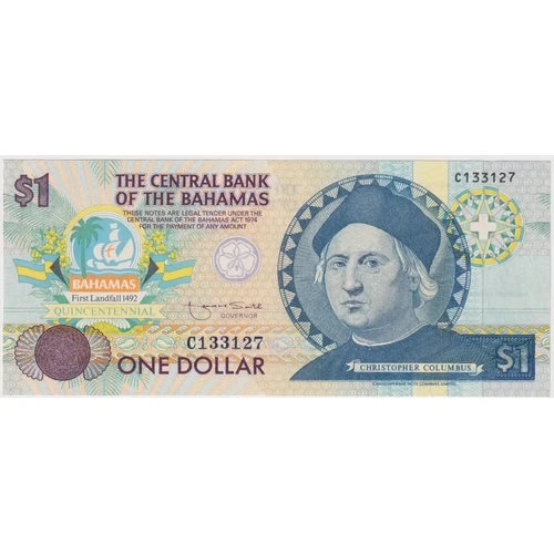 Bahamas 1992 $1 Pick# 50 Uncirculated Quincentennial of First Landfall