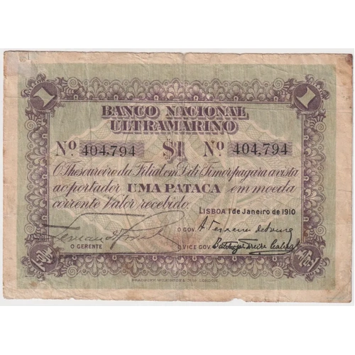 Timor 1922 1 Pataca Pick# 1 Very Good