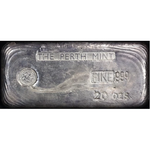 Perth Mint Silver 20 Ounce Vintage Cast Ingot 99.99% Pure
