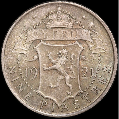 Cyprus 1921 Silver 9 Piastres KM# 13 good EF