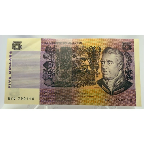 1976$5 Note BundleOCR-B Serials Side Thread First Prefix Knight/Wheeler R206cF