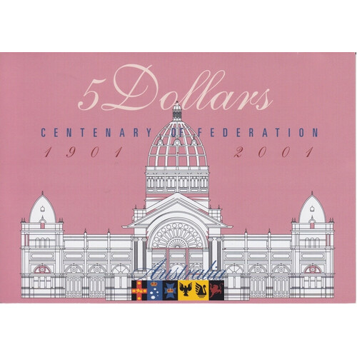 2001 Federation Five Dollar Folder AA01 First Prefix