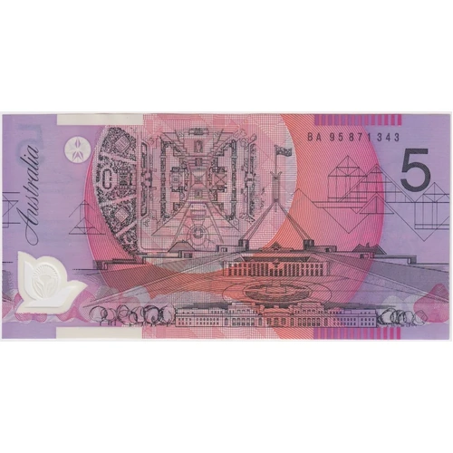 1995 $5 Note Fraser/Evans BA95 1st Prefix R217aF Uncirculated