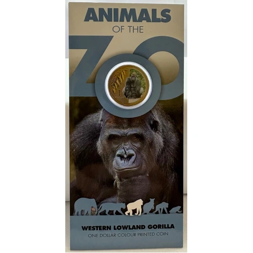 2012 Coloured 1 Dollar Uncirculated Coin Animals of the Zoo Lowland Gorilla