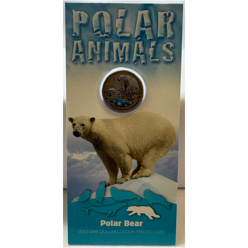 2013 Coloured 1 Dollar Uncirculated Coin Polar Series Polar Bear