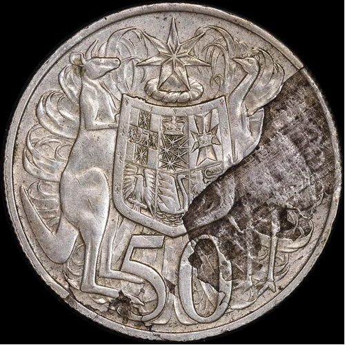 1966 50 Cent Coin Reverse Planchet Flaw Error Extremely Fine