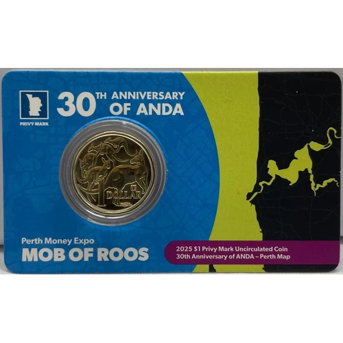 2025 One Dollar Mob of Roos Perth Money Expo Privy Mark