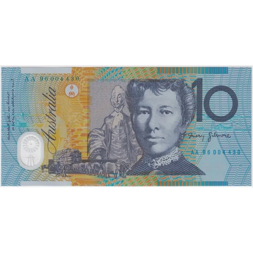 1996 $10 Note AA96 First Prefix Fraser/Evans R318aF Ex NPA Folder