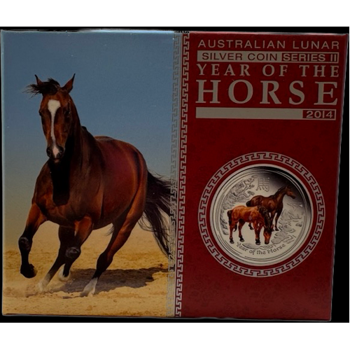 2014 Silver 1/2 Ounce Coloured Coin Lunar Year of the Horse