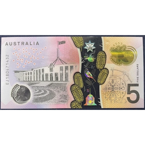 2018 $5 Note Lowe/Fraser EJ18 Lst Prefix R226L Uncirculated