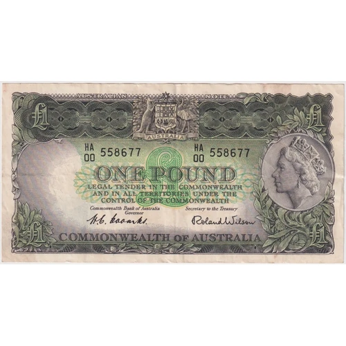 1953 One Pound Coombs/Wilson HA/00 First Prefix R33F Very Fine
