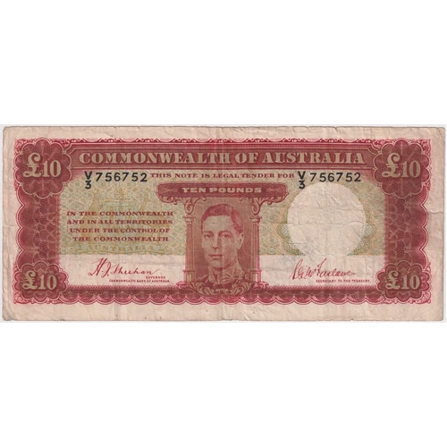 1940 Ten Pound Sheehan/McFarlane V/3 1st Prefix R58f Very Good