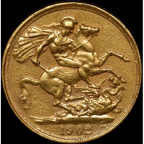 1902 Gold Two Pound Edward VII good VF (ex mount)