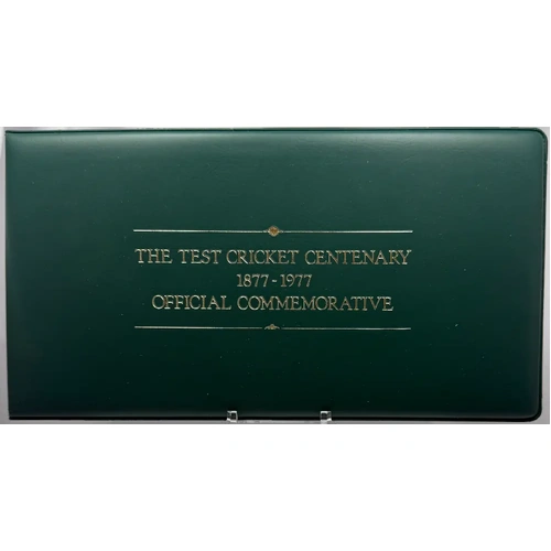 1977 Silver Test Cricket Commemorative Medal & Stamp Set