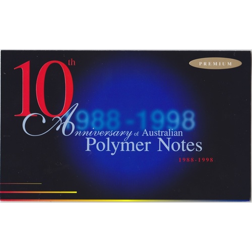1998 Ten Dollar Folder 10th Anniversary of Polymer Notes - Premium