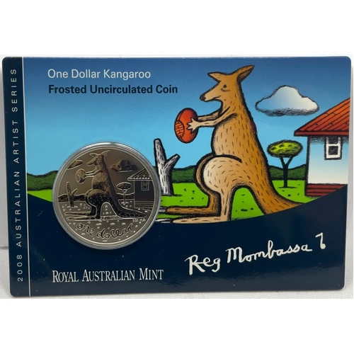 2008 Frosted Unc One Dollar Coin Kangaroo Reg Mombassa