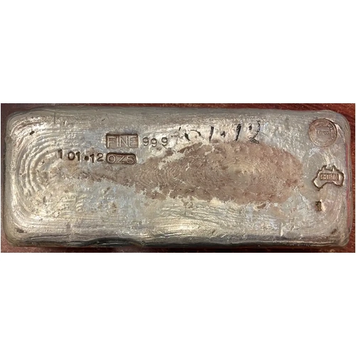 Geomin BSI 101.12ozt 99.90% Fine Silver Vintage Cast Ingot