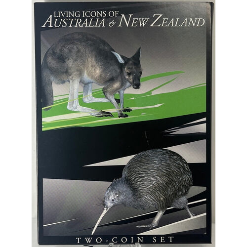2005 1 Dollar Unc 2 Coin Set Living Icons of Australia and New Zealand