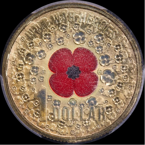 2015 One Dollar WWI War Heroes - Red Poppy PCGS MS68