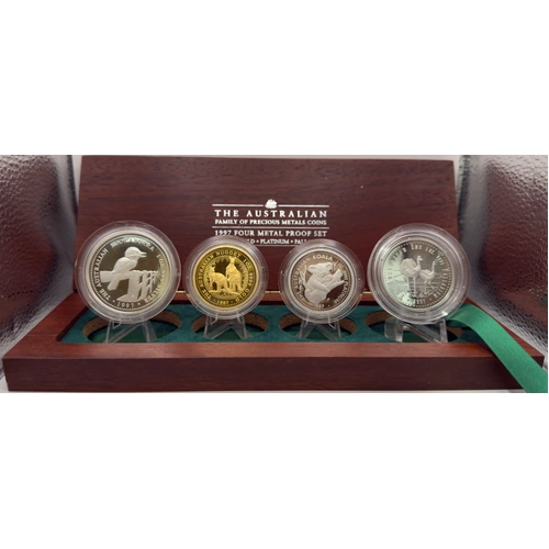 1997 Family of Precious Metals 4-Coin Proof Set – 1 oz Gold, Silver, Platinum & Palladium
