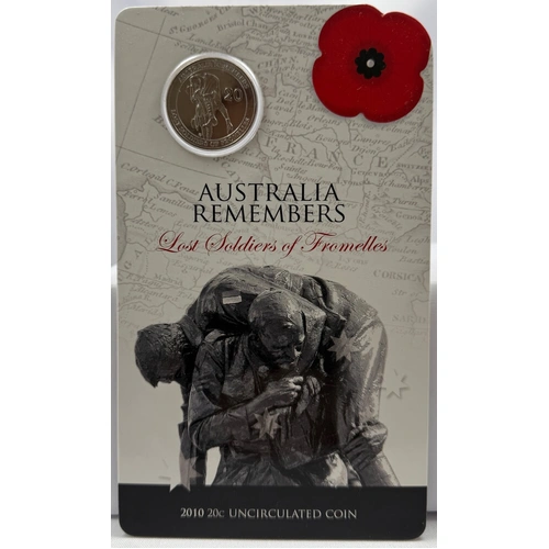 2010 20 Cent Uncirculated Coin Australia Remembers Lost Soldiers of Fromelles
