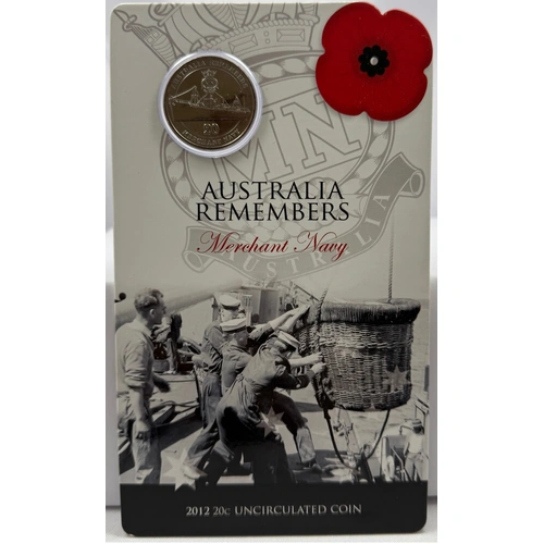 2012 20 Cent Uncirculated Coin Australia Remembers Merchant Navy