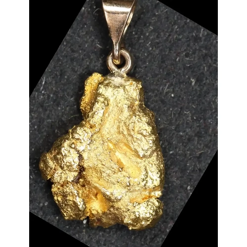 Natural Gold Nugget on Pendant 9ct Gold Clasp