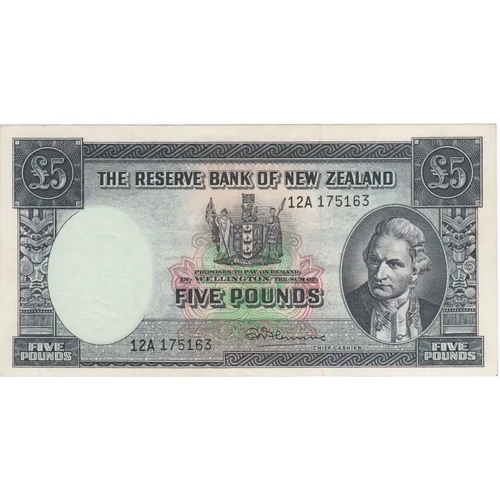New Zealand 1956 5 Pounds P# 160c Extremely Fine