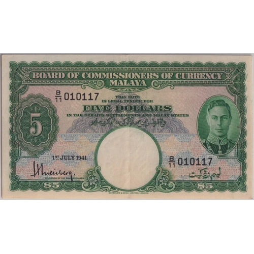 Malaya 1941 5 Dollars P# 12 about Unc PCGS AU55