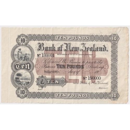 Bank of New Zealand (Wellington) 19-- 10 Pounds Unissued Specimen Note PS#193 Extremely Fine