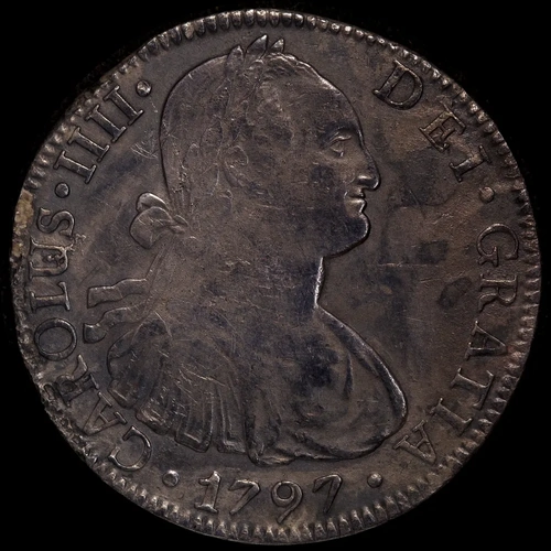 Mexico 1797 Silver 8 Reales Ex Rapid Shipwreck KM#109 about VF