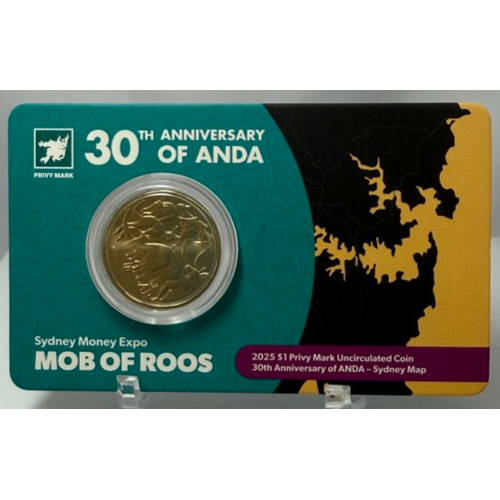 2025 1 Dollar Uncirculated Coin Sydney ANDA Money Expo Mob of Roos