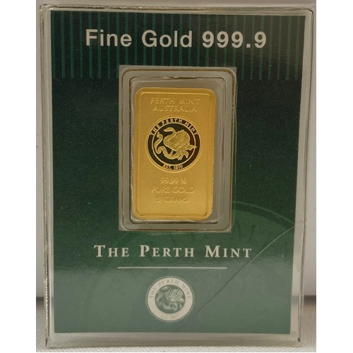 Perth Mint Fine Gold 5 Gram Minted Ingot