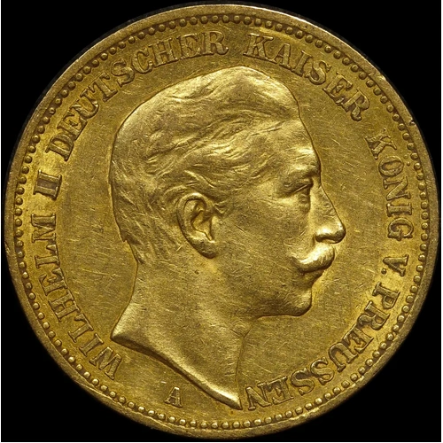 German States (Prussia) 1897-A Gold 20 Marks KM# 521 good EF