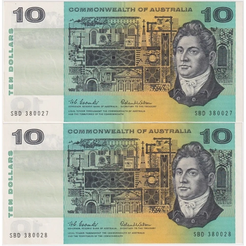 1966 $10 Consecutive Pair Coombs/Wilson R301 about Unc