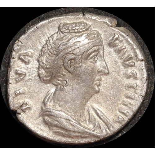 Ancient Rome (Imperial) 141 CE Faustina Silver Denarius Providentia RIC III 350Aa good VF