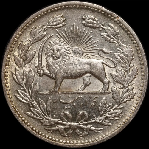 Iran 1320 (1902) Silver 5,000 Dinar KM#976 about Unc