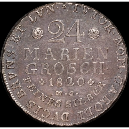 German States (Brunswick-Wolfenbuttel) 1820 Silver 24 Mariengroschen KM# 1088 about Unc