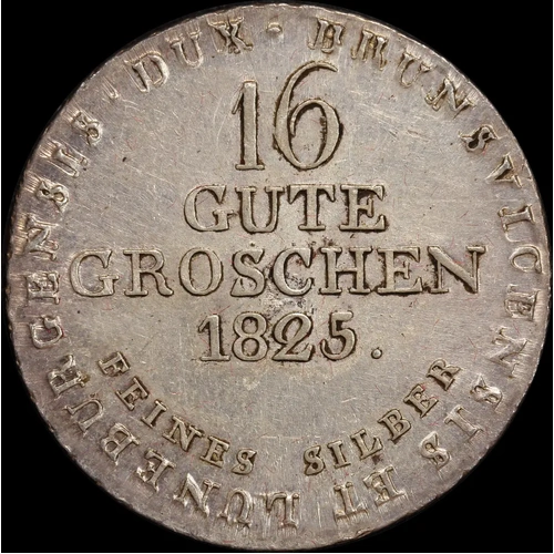 German States (Hannover) 1825 Silver 16 Gute Groschen KM# 138 about Unc