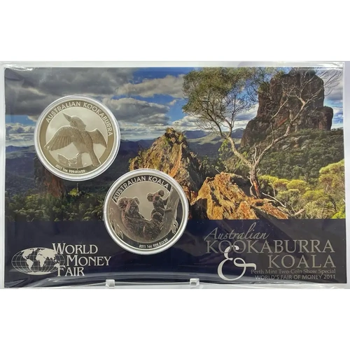 2011 Silver 2 x 1 Oz Uncirculated Koala and Kookaburra WMF Coin Show Special