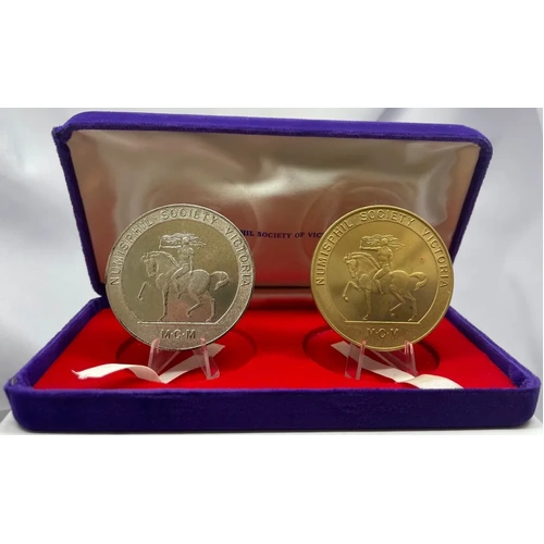 1977 Silvered and Gilded Medal Pair Numisphil Society of Victoria