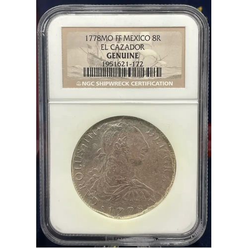 Mexico 1778 Silver 8 Reales PCGS Genuine ex El Cazador wreck