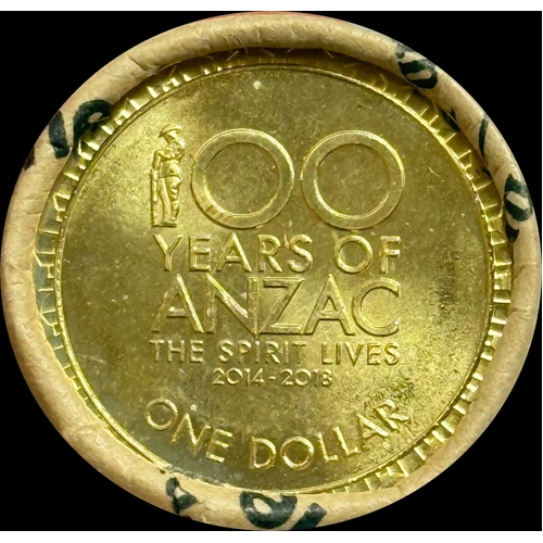 2014 1 Dollar Mint Roll 100 Years of ANZAC Spirit Heads/Tails