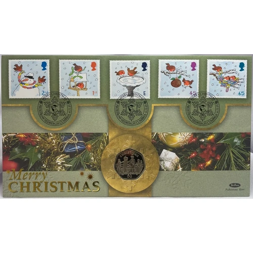 Isle Of Man 2001  50 Pence PNC Christmas 